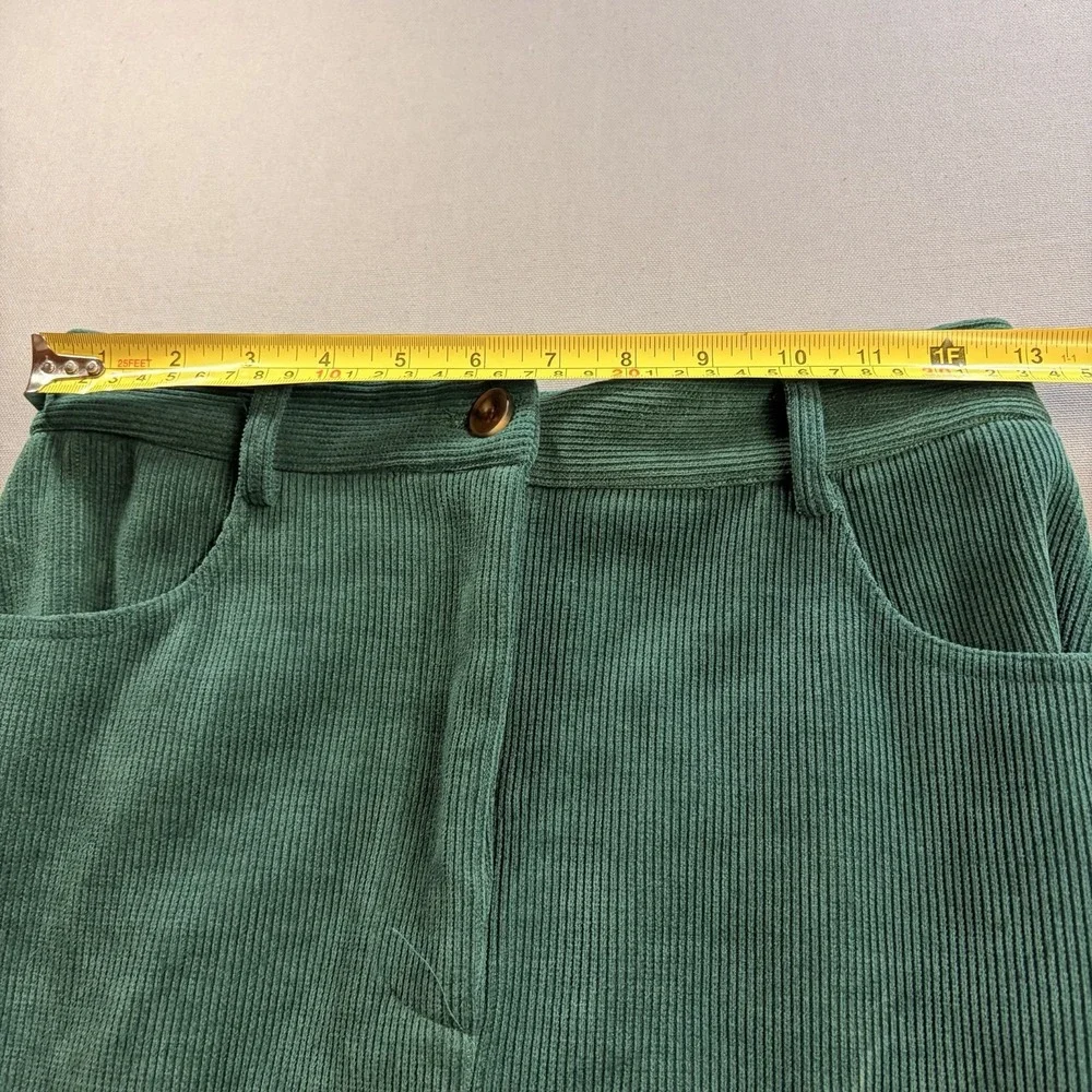 PrettyGarden Green Ribbed Chenille Corduroy Look Pencil Skirt Front Slit Sz 6